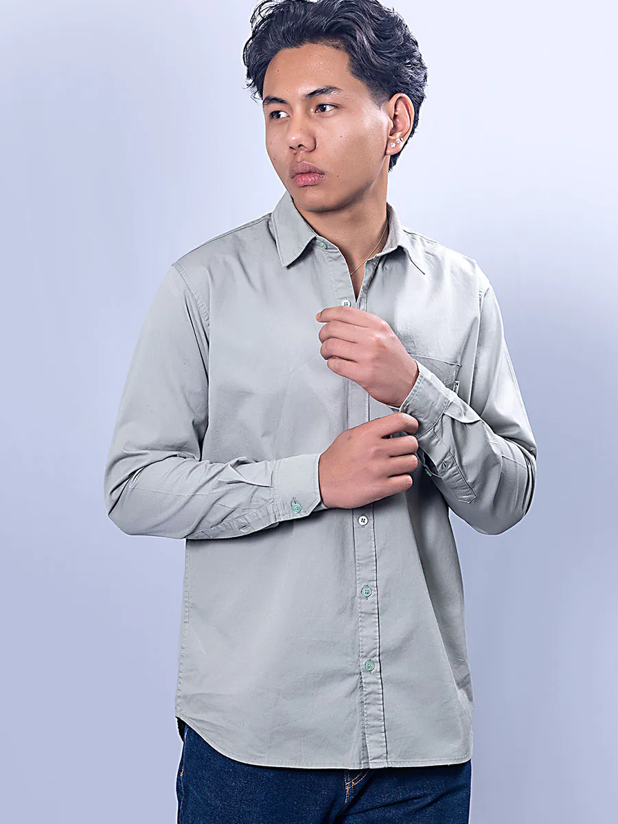Smokey Green Soft Twill Cotton Shirt