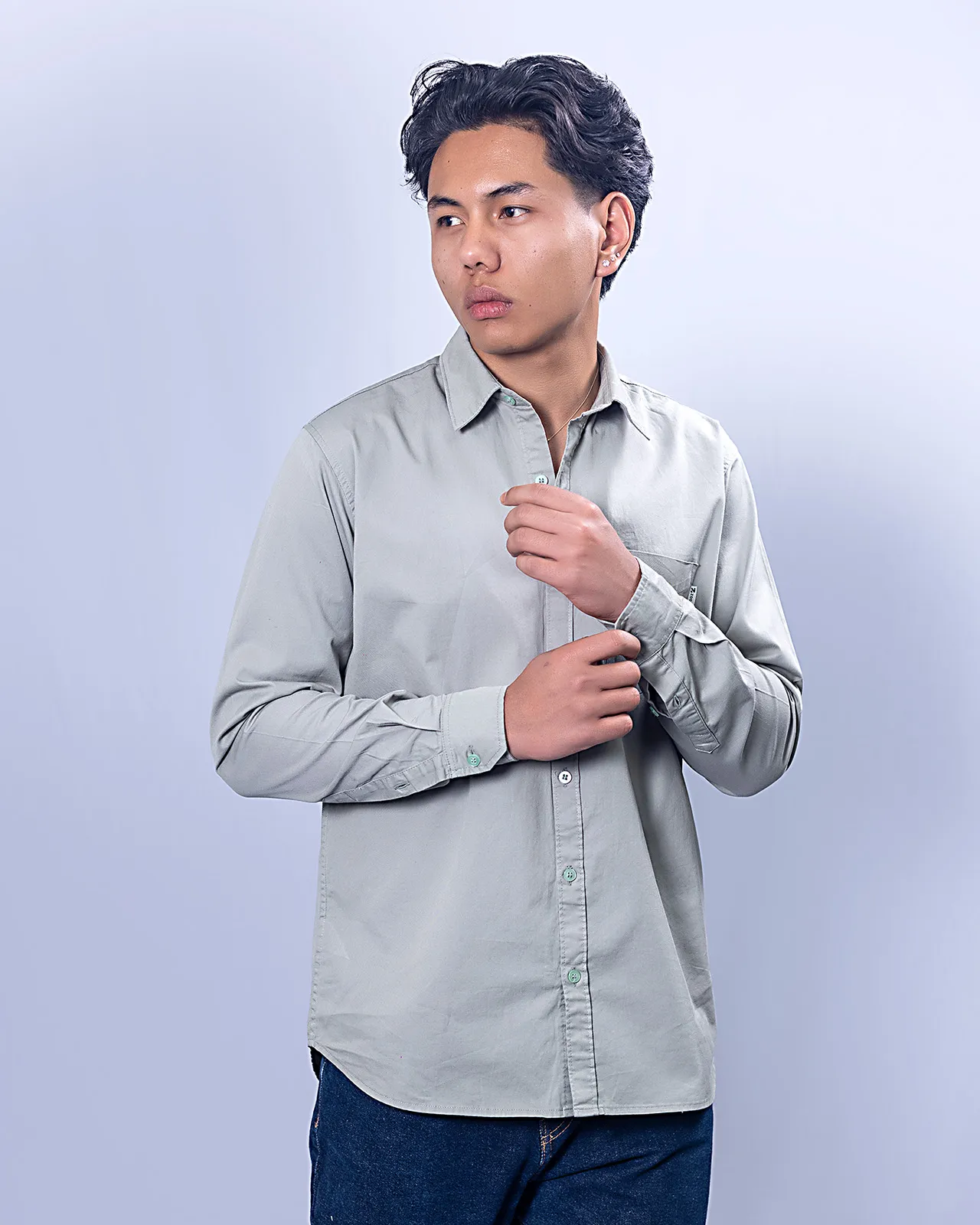 Smokey Green Soft Twill Cotton Shirt