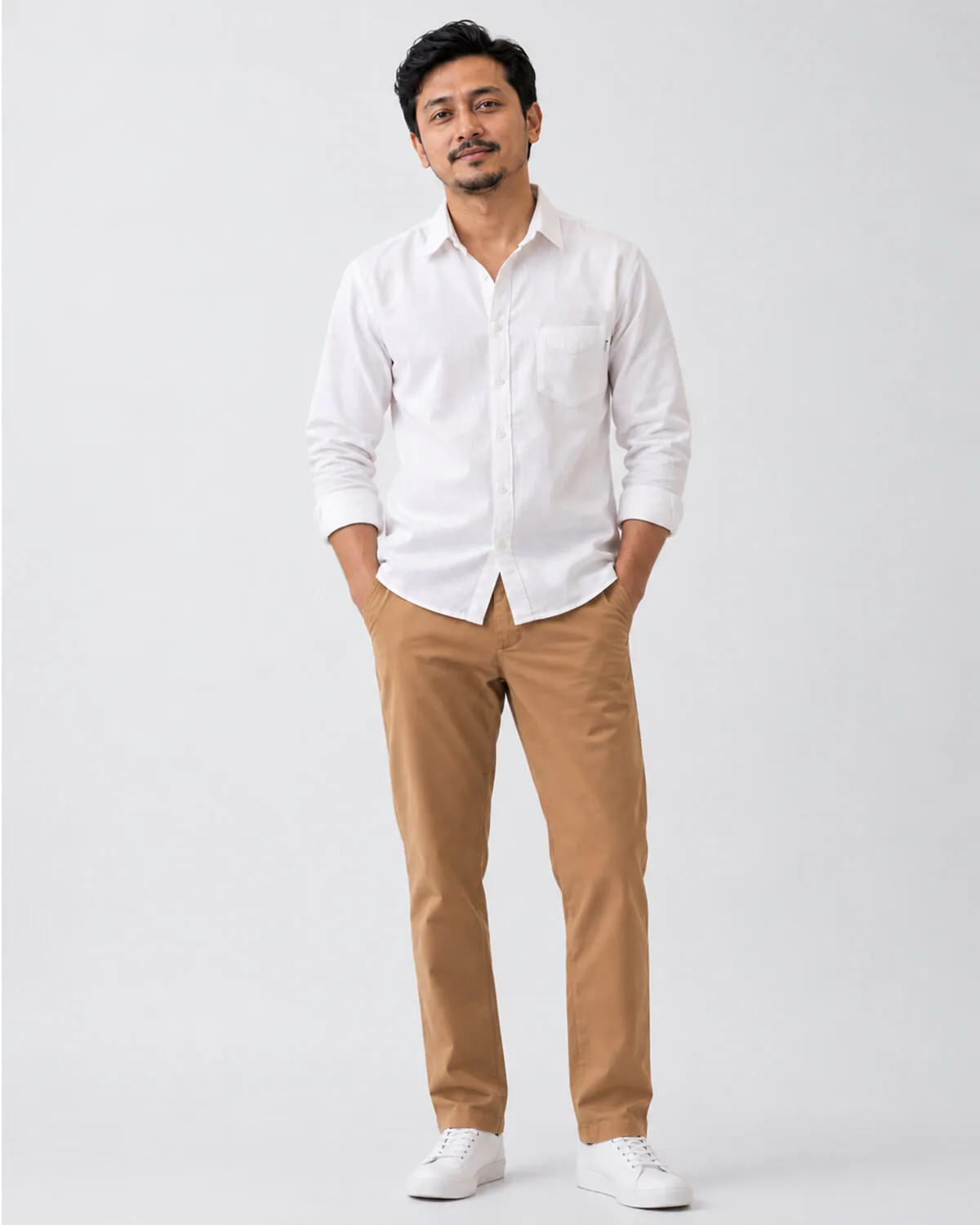 Straight Fit Cotton Chino - Amber Khaki
