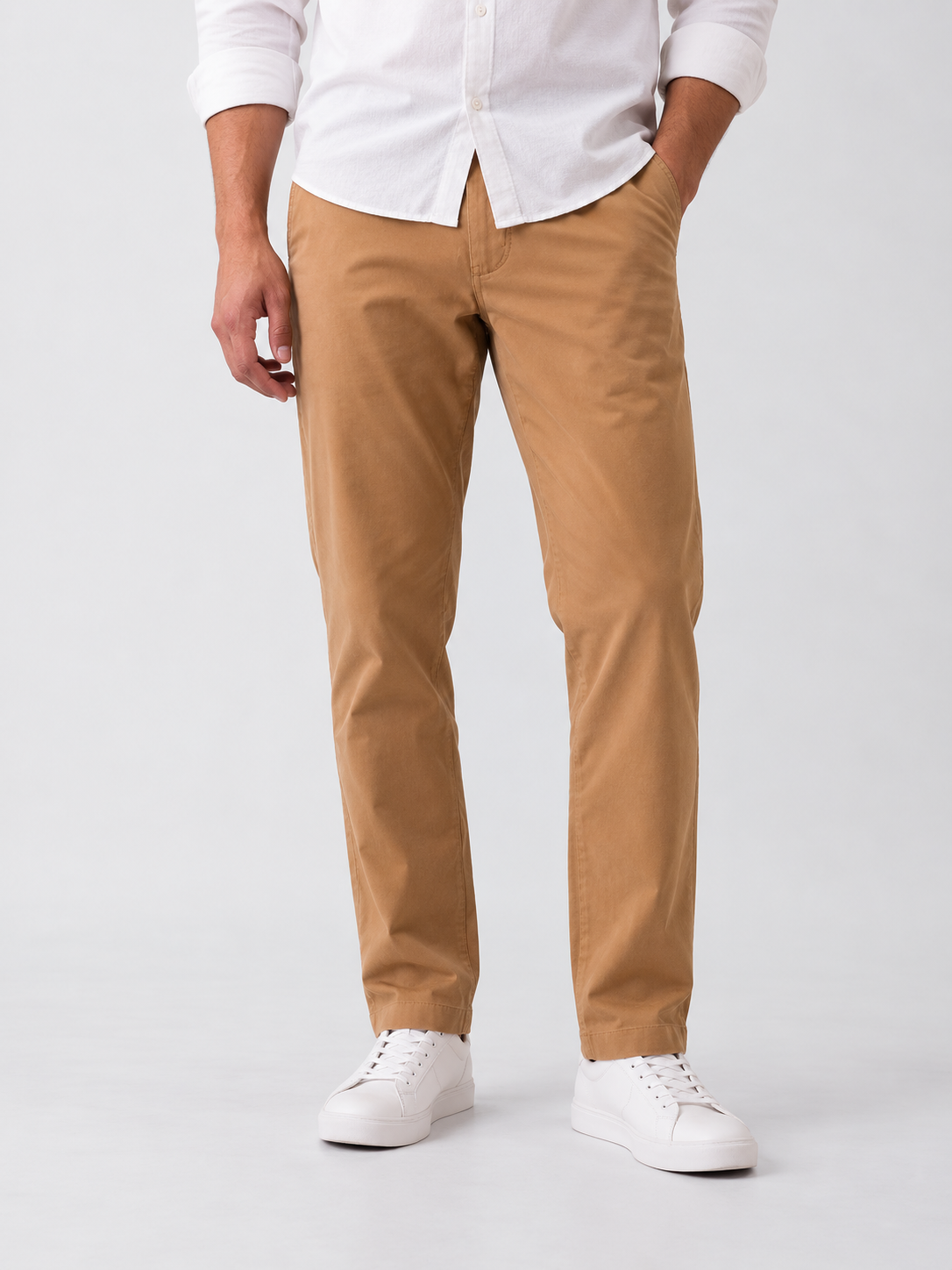 Straight Fit Cotton Chino - Amber Khaki