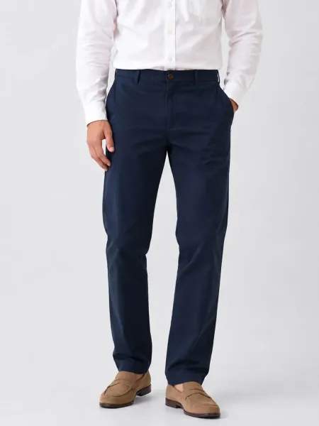 Straight Fit Cotton Chino - Navy Blue