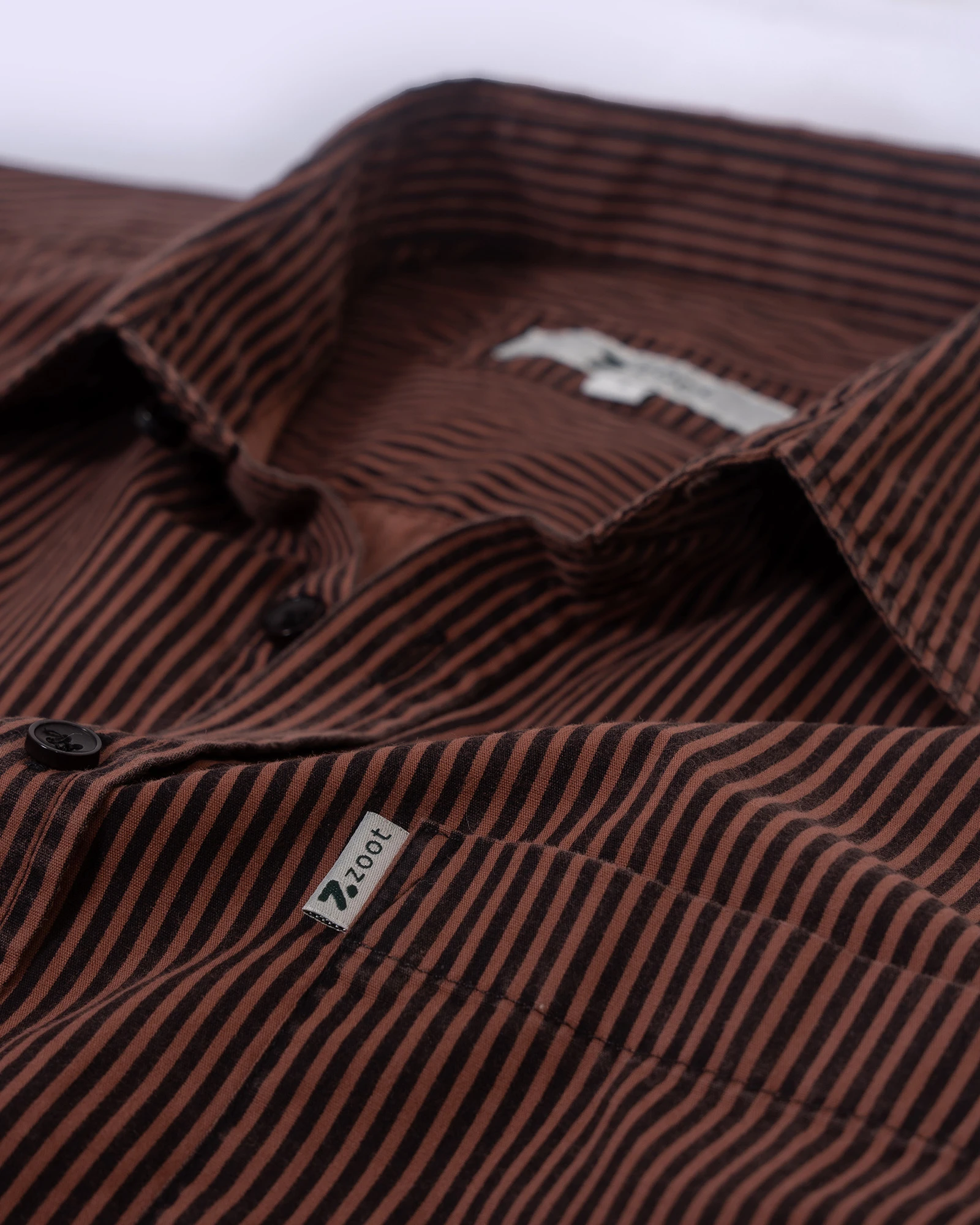 Regular Fit Striped Shirt Brown Black for Men