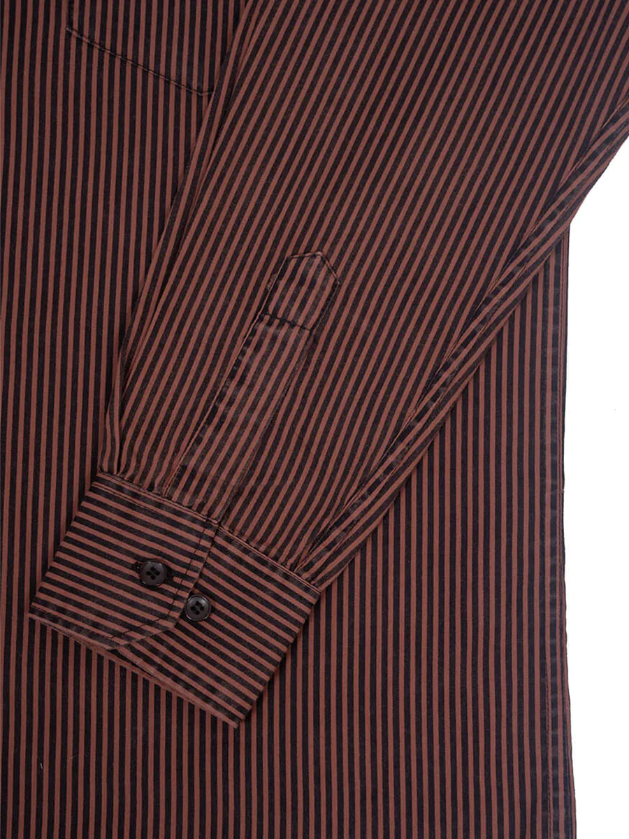 Regular Fit Striped Shirt Brown Black for Men