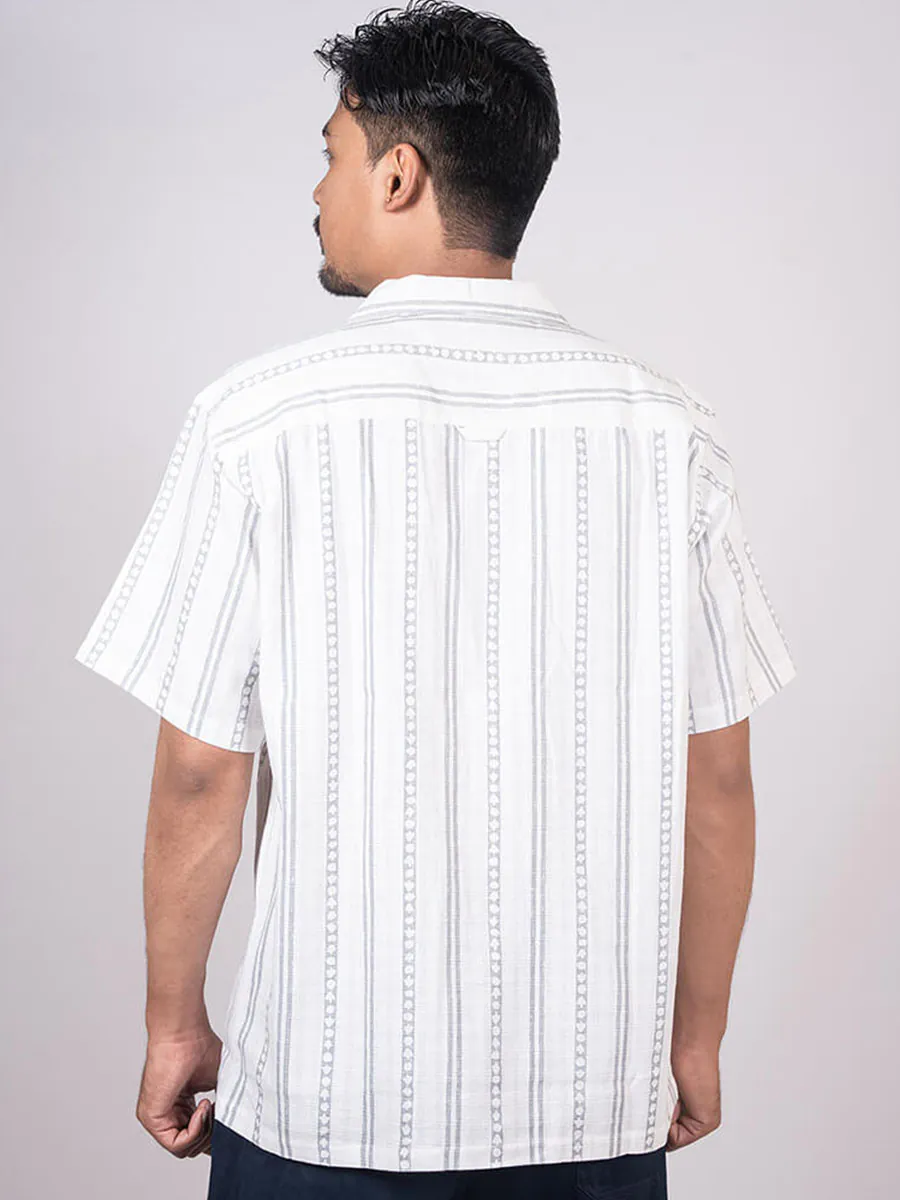 White Cuban Collar Shirt
