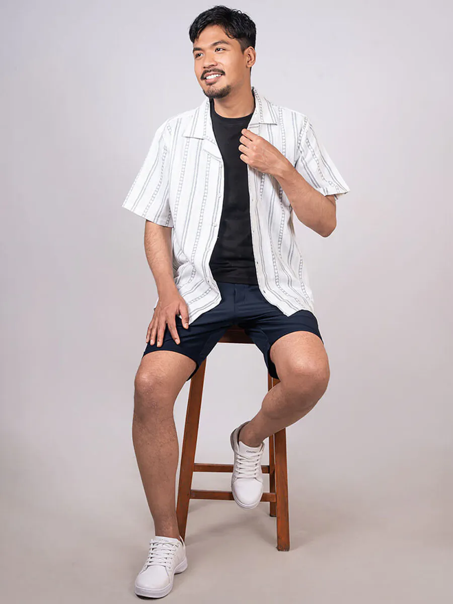 White Cuban Collar Shirt
