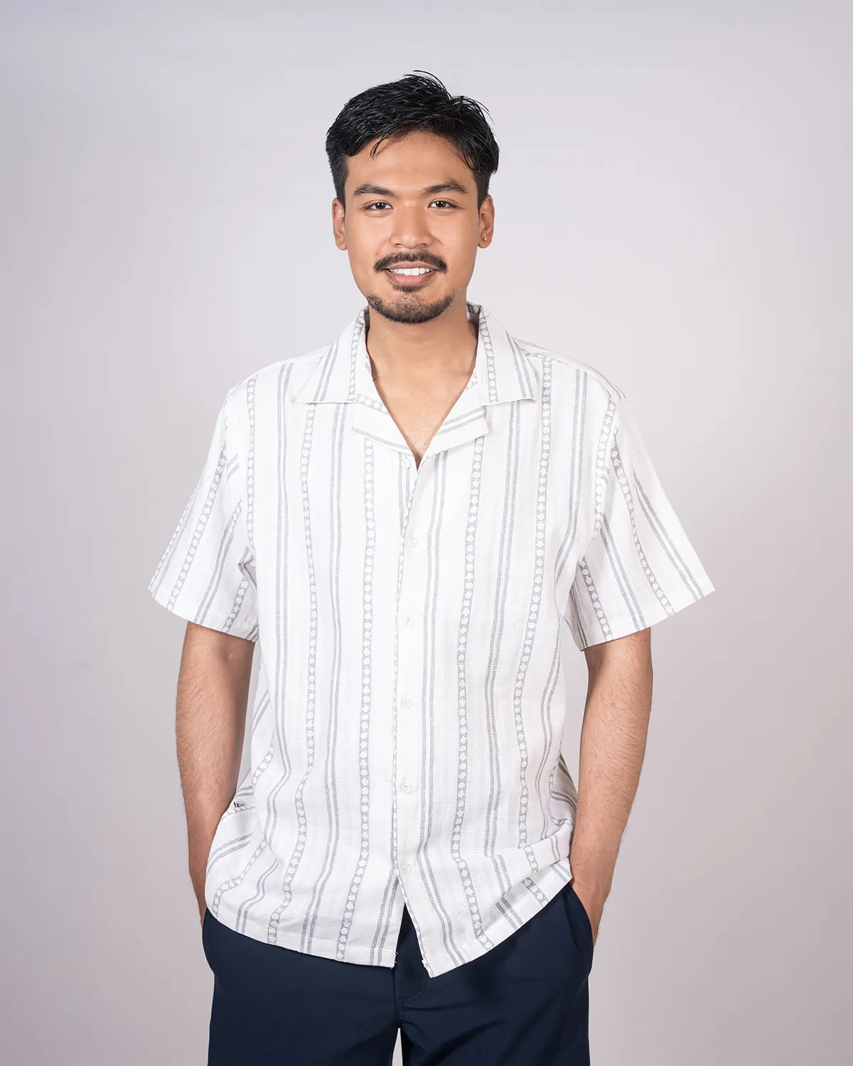 White Cuban Collar Shirt